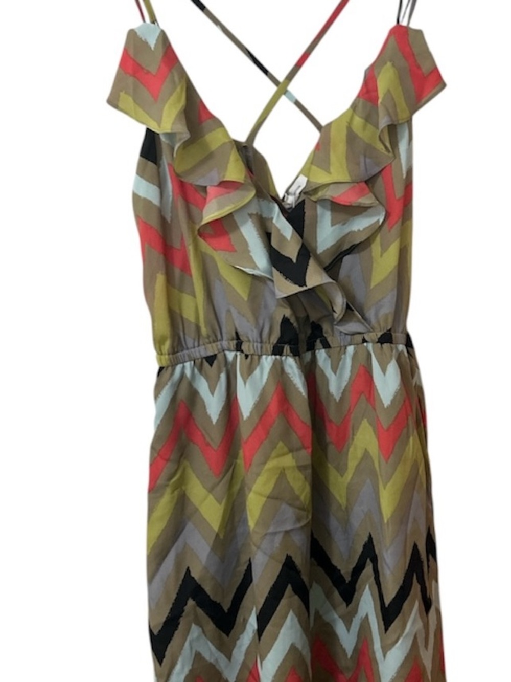 BCBGeneration Multicolor Chevron Ruffle Strap Dress - Picture 2 of 9